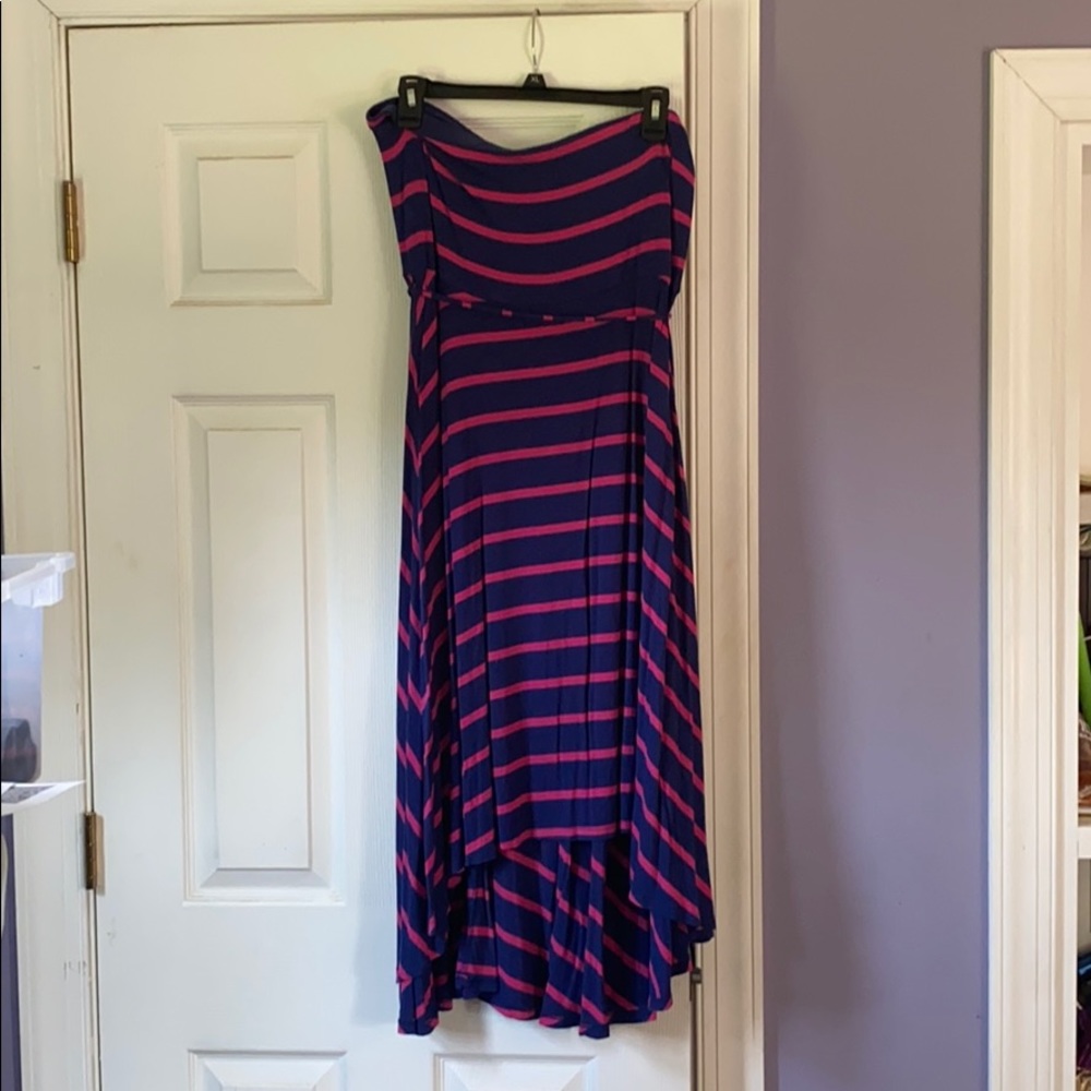 Motherhood maternity navy and pink high low dress